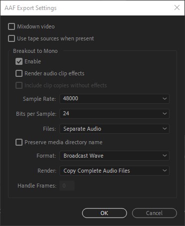 AAF from premiere pro